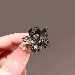 精致水晶蝴蝶发夹女小号碎发夹子顶夹头饰高级感侧边小抓夹刘海夹