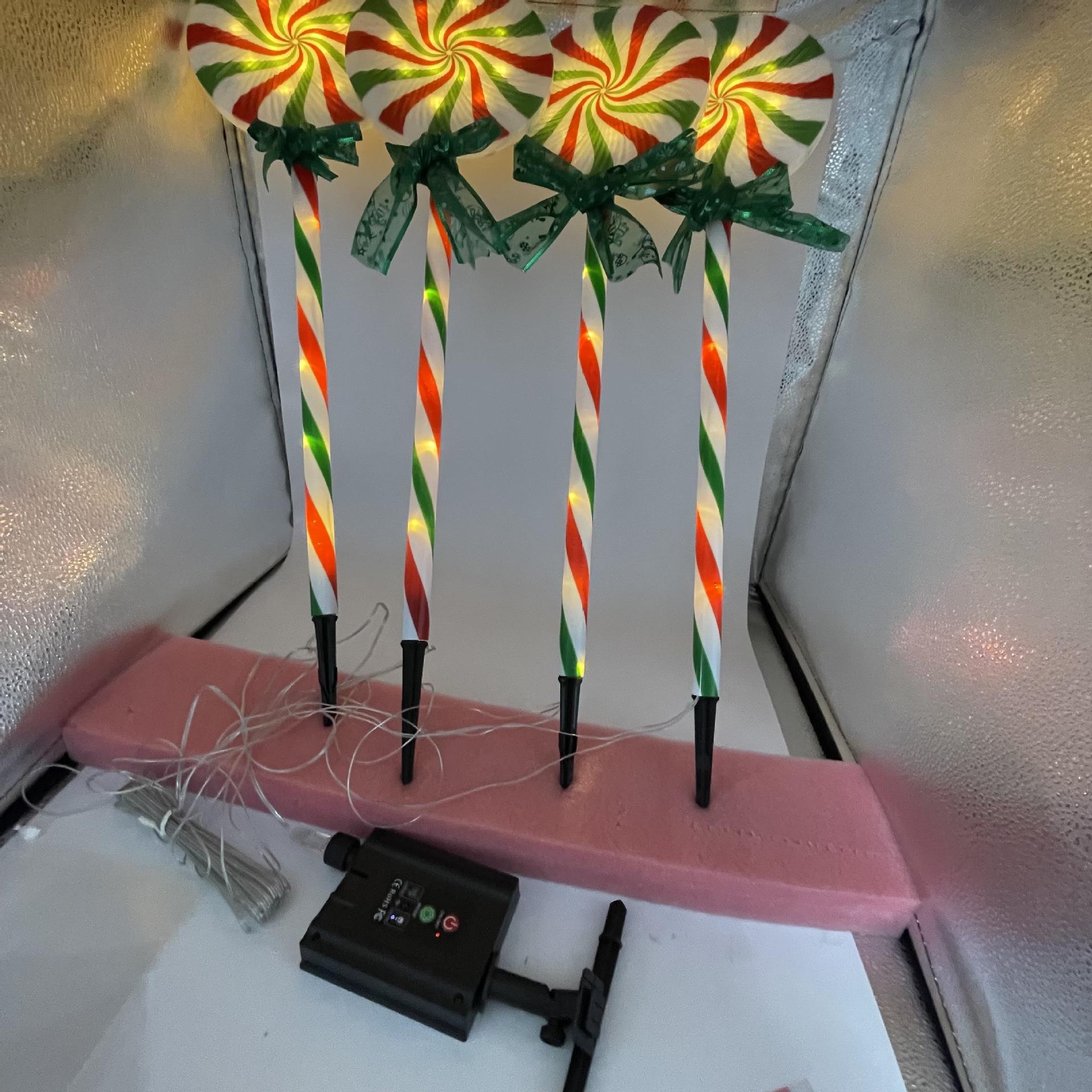 太阳能地插糖果灯串户外花园装饰LED彩灯遥控圣诞棒棒糖灯超亮