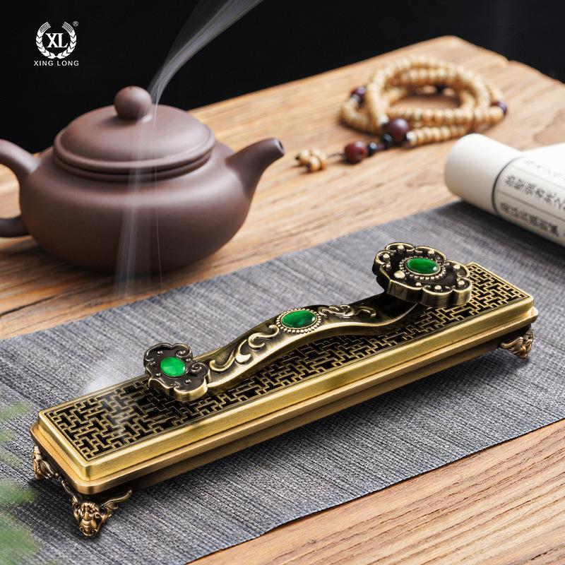 代如意卧香炉线香铜香炉线香炉香盒家用室内檀香炉鹅梨沉香熏香