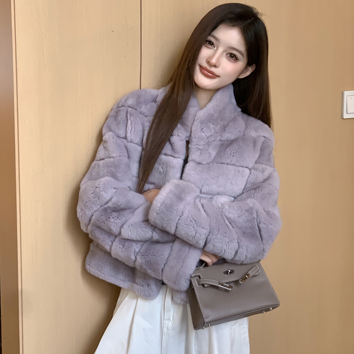 2025冬季新款獭兔毛皮草网红外套