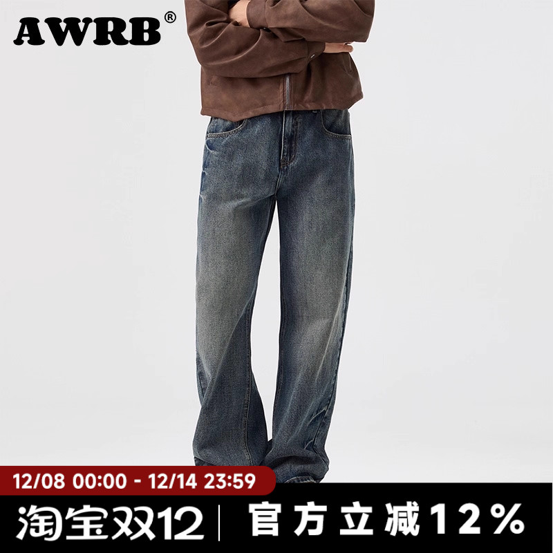 AWRB美式复古水洗牛仔裤
