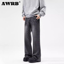 男宽松直筒cleanfit简约闪电纹长裤 AWRB美式 复古水洗潮牌牛仔裤