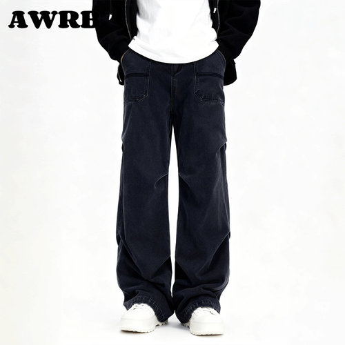 AWRB深色口袋工装设计感休闲裤