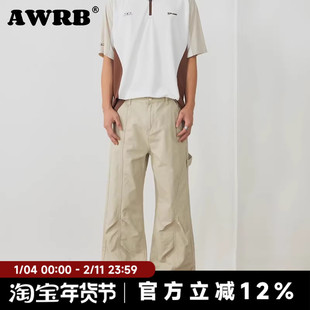 AWRB美式复古解构设计工装裤休闲裤小众宽松微喇高级感男女长裤