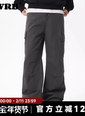 AWRB美式复古cleanfit休闲裤男宽松休闲百搭简约直筒阔腿工装裤