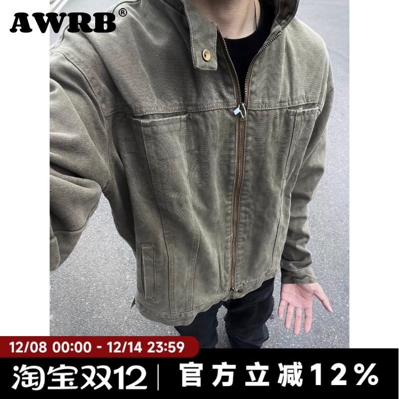 AWRB美式复古重磅立领工装外套