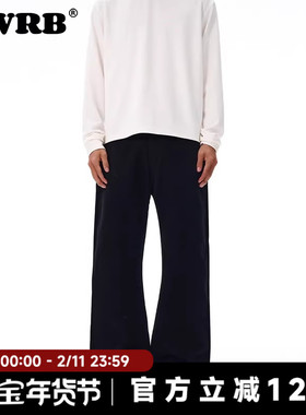 AWRB秋冬美式高街黑色微喇休闲裤男女vibe百搭基础显瘦长裤