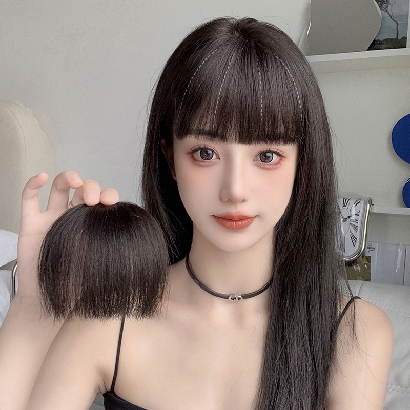 漫画浏海自然前额假浏海真发自然无痕修颜齐浏海片空气浏海假发女