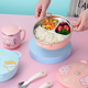 不锈钢带盖卡通儿童碗幼儿园餐盘小学生饭盒家用宝宝辅食勺叉汤杯