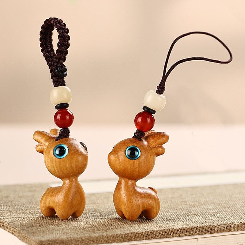一鹿同行檀木小鹿钥匙扣汽车挂件男女情侣钥匙链饰品可爱吊坠礼物,节庆用品/礼品,钥匙扣,淘宝优惠券,粉丝福利购,淘宝优惠卷