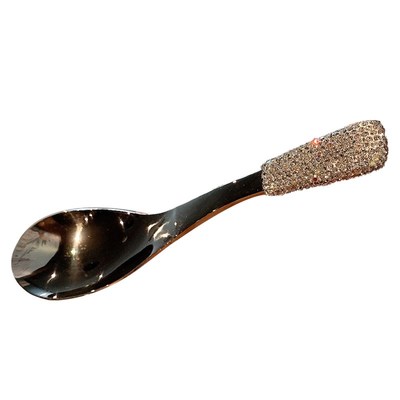 不锈钢勺子高颜值镶钻家用办公韩式餐具网红便携汤匙调羹饭勺精致