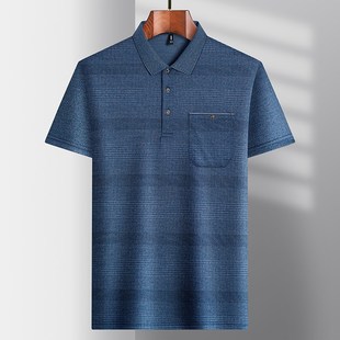 50岁纯棉t恤爸爸夏装 短袖 中老年人男装 夏季 上衣polo衫 中年男士