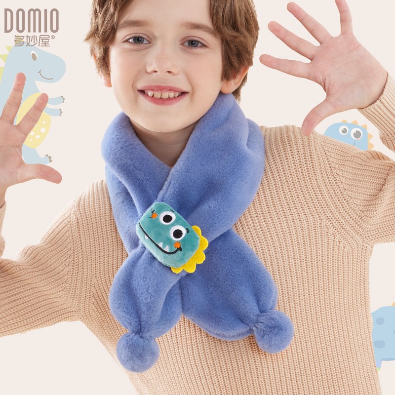 多妙屋儿童围巾冬季毛绒保暖防风男童男孩小孩幼儿宝宝加厚围脖套