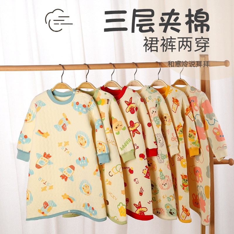 秋冬夹棉婴儿睡袋儿童冬季防踢被保暖睡衣男女宝宝连体衣纯棉睡袍