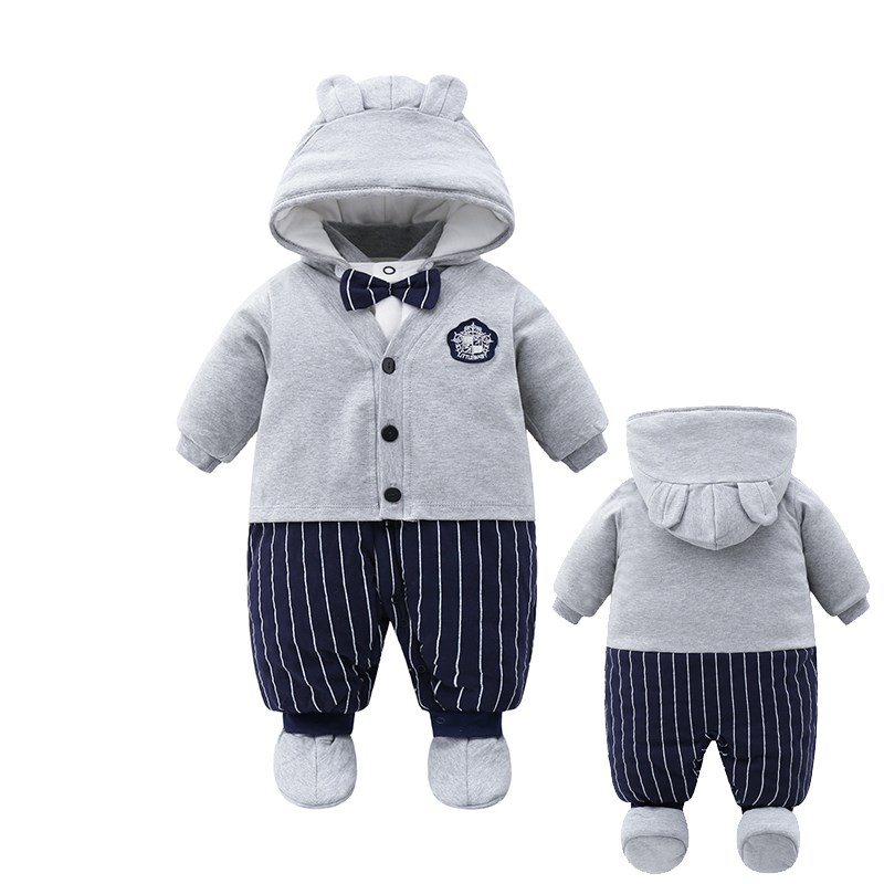 婴儿连体衣服秋冬季加厚保暖套装外出抱衣男新生儿满月宝宝冬装