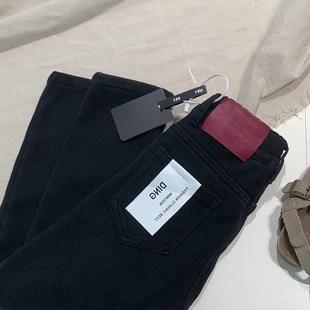 女童加绒裤子24秋冬款长裤中大童黑色修身一体绒牛仔裤儿童小脚裤