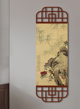 新中式家居禅意水墨竹子挂画客厅背景墙玄关画茶室禅意卷轴竹画