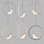 喜鹊吊灯led客厅背景墙卧室简约椭圆床头吊灯餐厅圆形黑色小灯具L