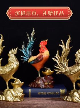 新中式创意金鸡独立公鸡装饰品摆件家居客厅玄关办公室树脂工艺品