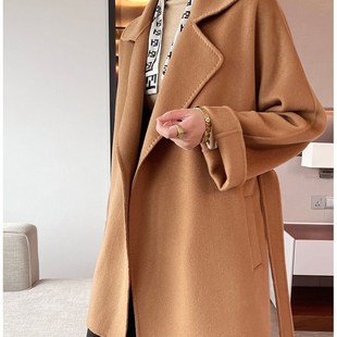 100山羊绒黑色短款双面羊绒大衣女新款女装一手货源工厂现货