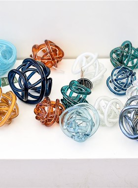 每周一三五10点上新/o北欧风彩色玻璃麻团抽象艺术桌面装饰品G7-2