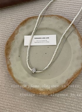 复古简约珍珠双层项链女甜酷气质高级感法式叠戴锁骨链义乌配饰潮