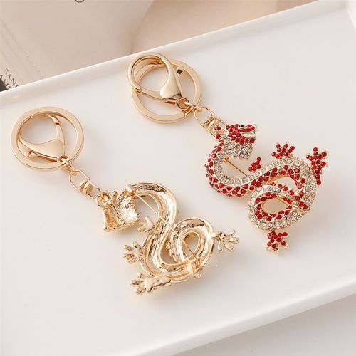 创意镶钻十二生肖龙本命年招财动物汽车钥匙扣金属挂件爪机礼品