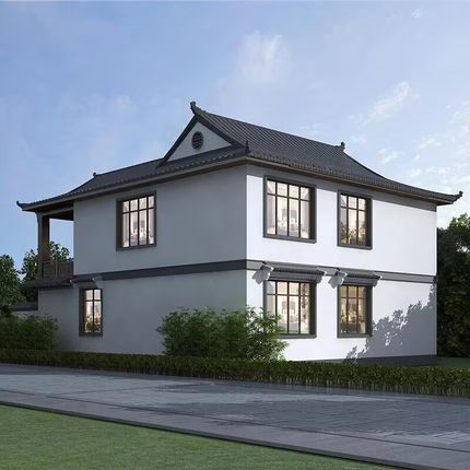 农村自建房e设计现代三二层半网红真房房子房屋效果图别墅图纸3