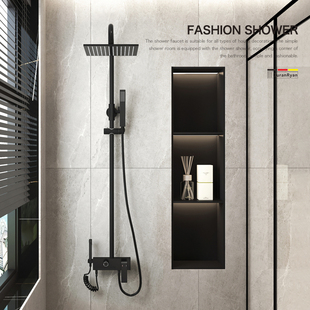 杜拉莱恩浴室家用黑色冷热淋浴花洒套件枪灰色沐浴淋雨带喷枪