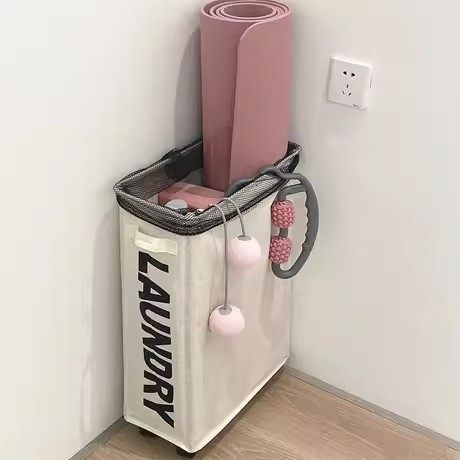 瑜伽垫收纳筐家用夹缝收纳神器羽A毛球带轮宿舍折叠脏衣篓脏衣篮,收纳整理,运动器材收纳用具,淘宝优惠券,粉丝福利购,淘宝优惠卷