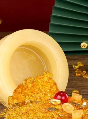聚宝盆摆件米黄玉福元宝摆件开业礼品客厅家居饰品摆设客厅厂家