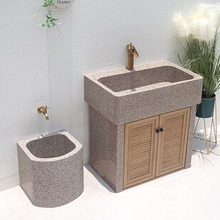 大理石水池阳台洗衣池户外庭院花园洗手I台洗菜盆一体整石室外水