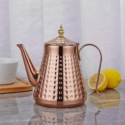 金色加厚不锈钢茶壶餐厅茶楼高品质D泡茶水壶家用复古电磁炉烧水