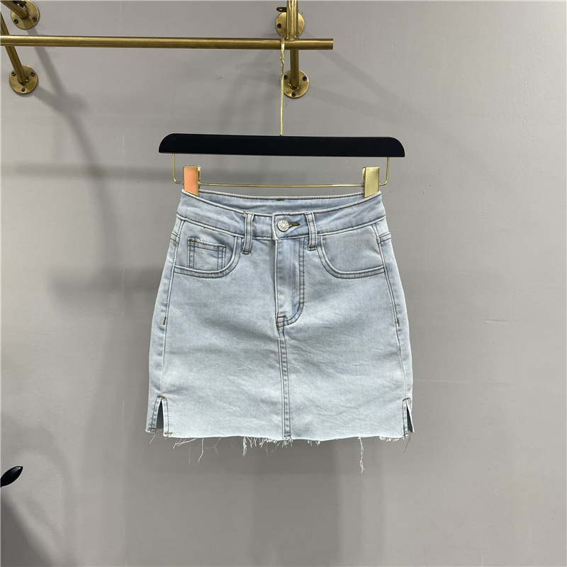 开叉牛仔裙半身裙女夏2021新款百搭aI字裙子防走光弹力包臀短裙裤