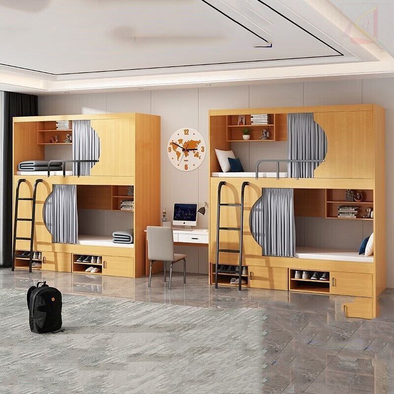 太空舱上下铺床青年旅社公寓床上下床员工宿舍儿童学生实木双层床