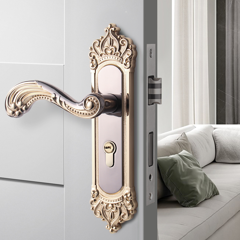 酷隆欧式门锁室内卧室房间木门锁静音磁吸门锁具通用型门把手家用