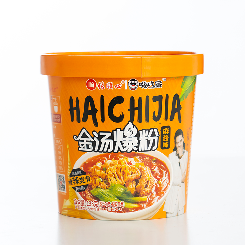 张顺心嗨吃家金汤爆粉酸爽方便粉丝128g*6桶宿舍学生速食夜宵