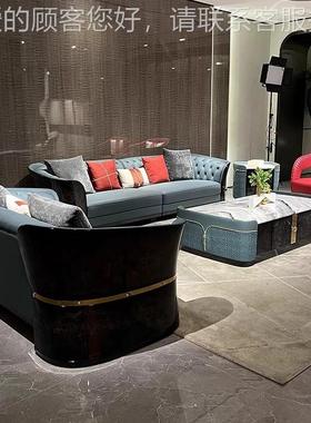 2205年奢意式轻奢客厅轻利沙发别墅大户型真皮沙83107宾发U型组合