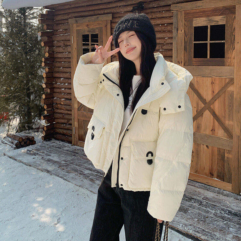 女装/女士精品羽绒服其他/other白鸭绒2025年冬季纯色连帽拉链常