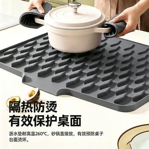 隔热沥水垫水槽导流式厨房果蔬碗碟滤水干燥垫家用台面菜板固定垫