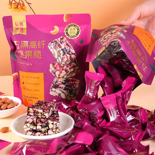 辰颐物语五黑高纤坚果脆2袋*200g老少皆宜休闲零食