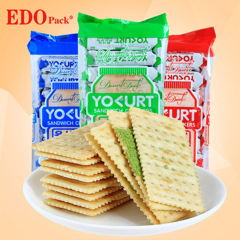 EDOpack柠檬芝士榴莲乳酸菌味夹心苏打饼干240g/袋怀旧零食小吃