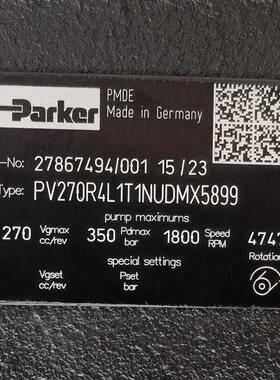 PV270R4L1T1NUDMX5899 #Parker轴向柱塞可变排量泵 -PVplus 系列