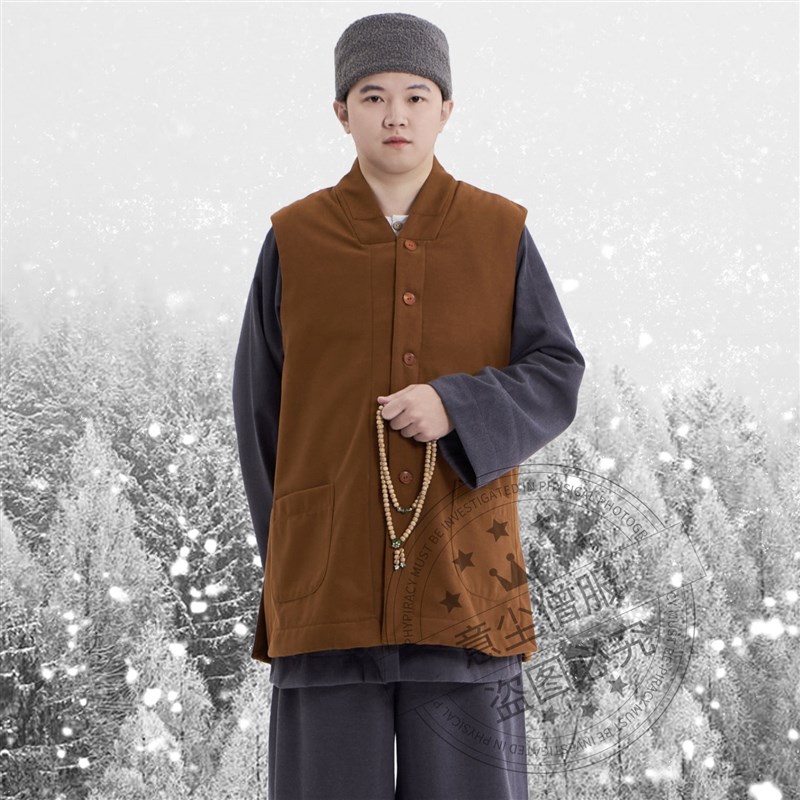 新式冬季僧服加绒马甲背心保暖出家人男女和尚僧衣短伽蓝坎肩马褂