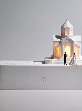 创意教堂无线充电氛围小夜灯充电蓝牙音响送新人闺蜜结婚生日礼物