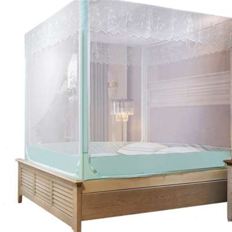 富俪姿蚊帐家用方便拆洗1.5米三开门拉链四方顶坐床式回形无底1.2