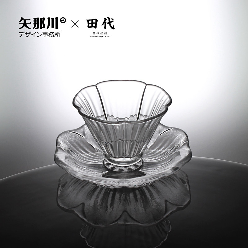 芙蓉碟托玻璃茶杯耐热高颜值功夫茶道茶具带底托品茗杯主客小品杯图片