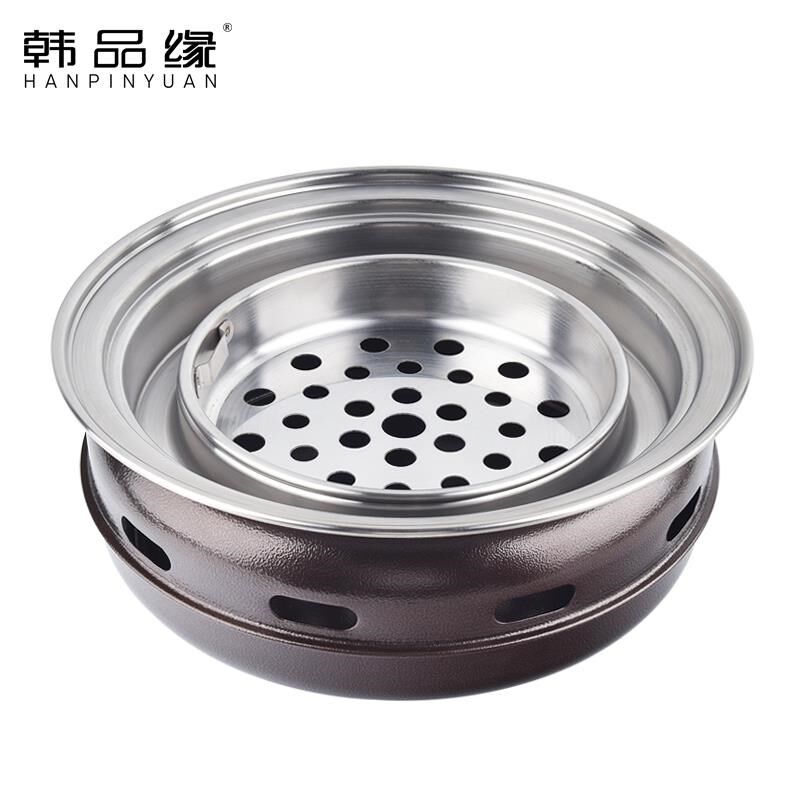无烟烧烤炉商用炭烤炉圆形家用不粘烤肉炉大号煎肉锅木炭烧烤架