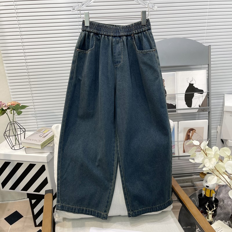 胡子叔大码女装2025夏季新款高腰哈伦牛仔裤女胖mm显瘦九分阔腿裤