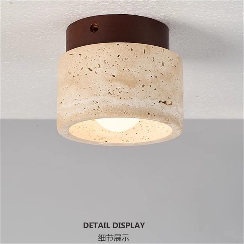 侘寂风黄洞石玄关小吸顶灯日式民宿走廊过道玄关民宿阳台楼梯灯具